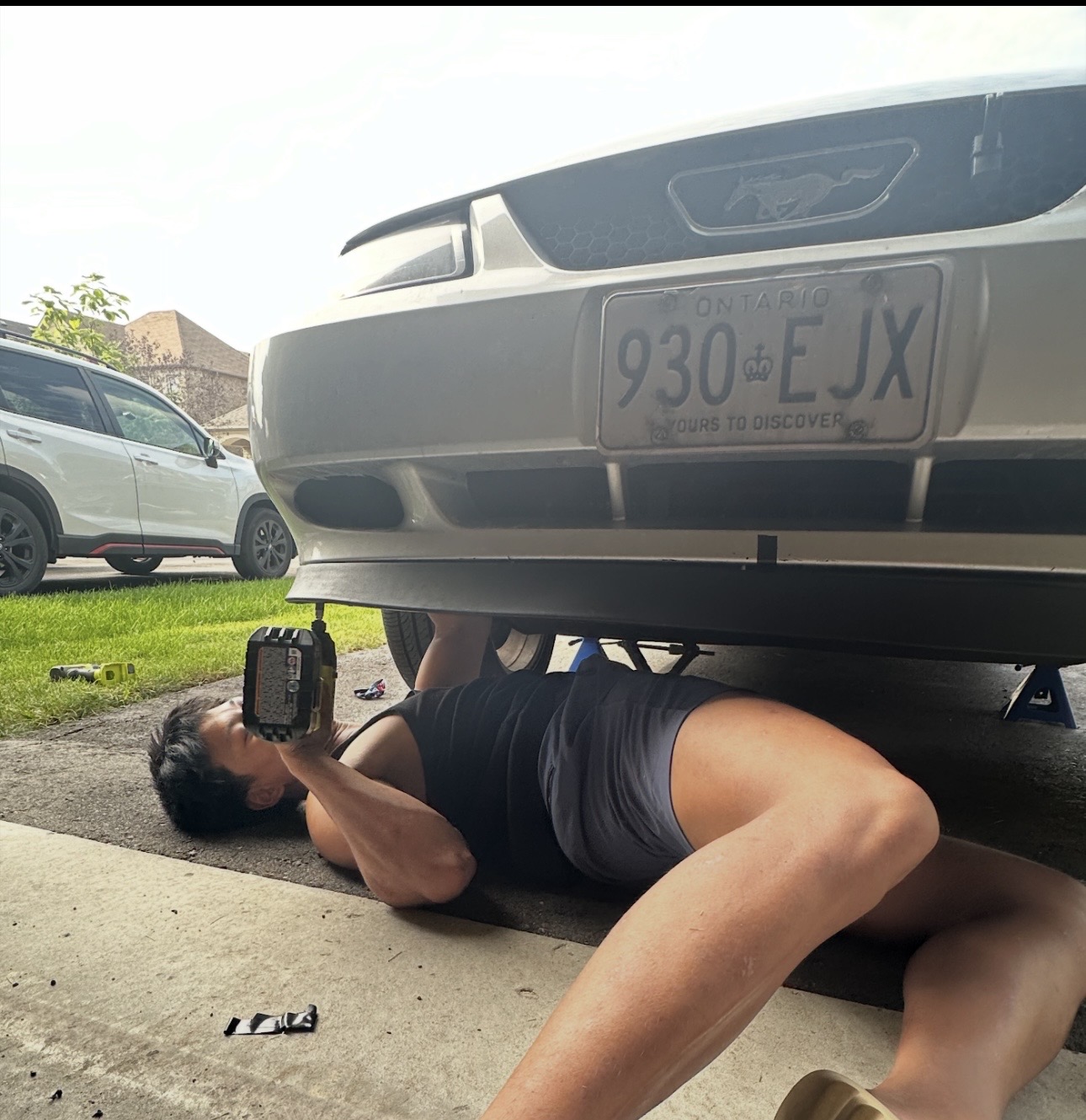 Working on the Mustang