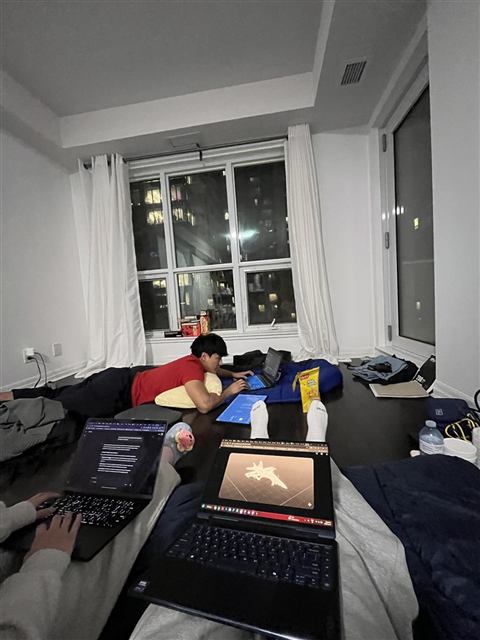 Late-night hackathon grind